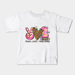 Peace Love Third Grade Funny Tie Dye Student Teacher Kids T-Shirt